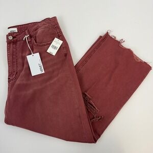 Vervet by Flying Monkey Pink Distressed Wide Leg Jeans Raw Hem Size 31 NEW
